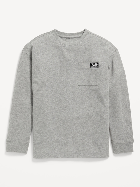 Long-Sleeve Oversized Pocket T-Shirt for Boys