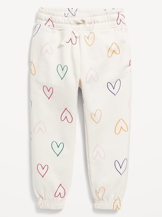 Voir une image plus grande du produit 1 de 1. Pantalon de jogging en coton ouaté à motif et ourlet cintré pour toute-petite fille