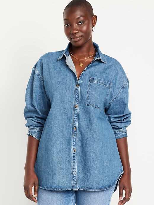 Image number 5 showing, Boyfriend Button-Down Jean Tunic