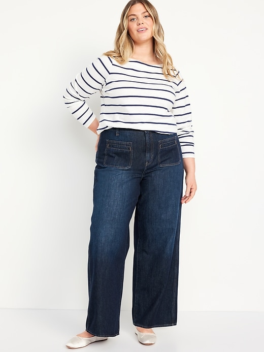 Image number 6 showing, High-Waisted Baggy Wide-Leg Trouser Jeans