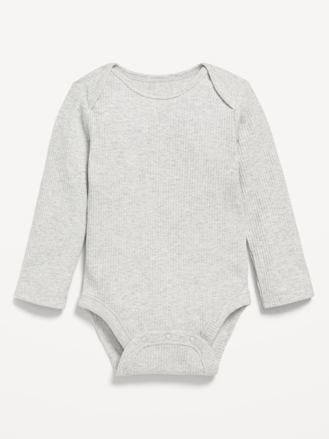 Long-Sleeve Ribbed Bodysuit for Baby - Light Gray Heather