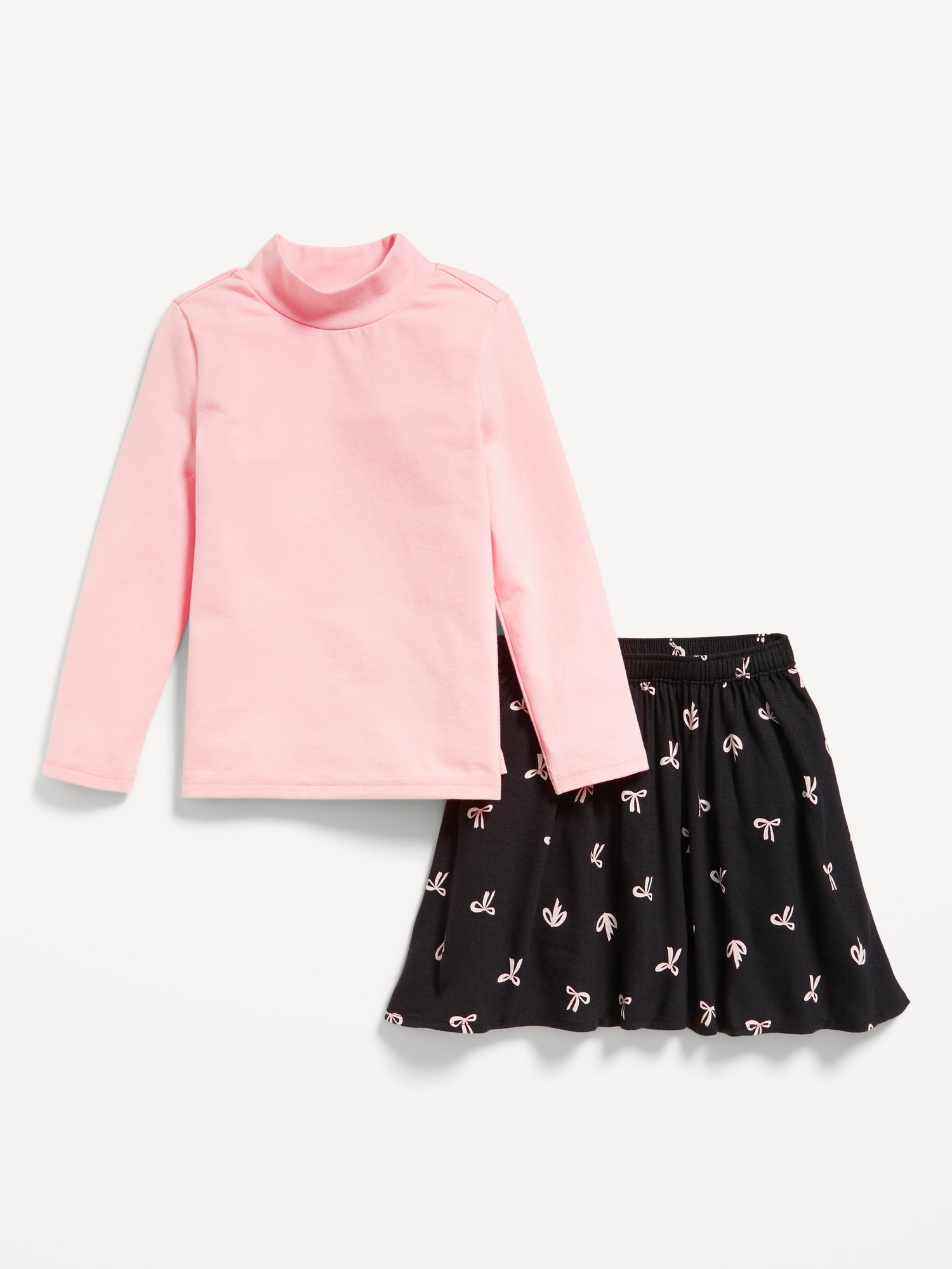 Mock-Neck Top and Skirt Set for Toddler Girls