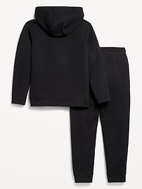 L'image numéro 2 présente Ensemble de pantalon de jogging et haut à capuchon en molleton dynamique à glissière sur le devant pour garçon