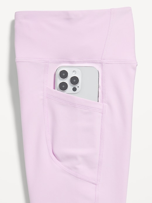 Image number 6 showing, High-Waisted PowerSoft 7/8-Length Side-Pocket Leggings for Girls