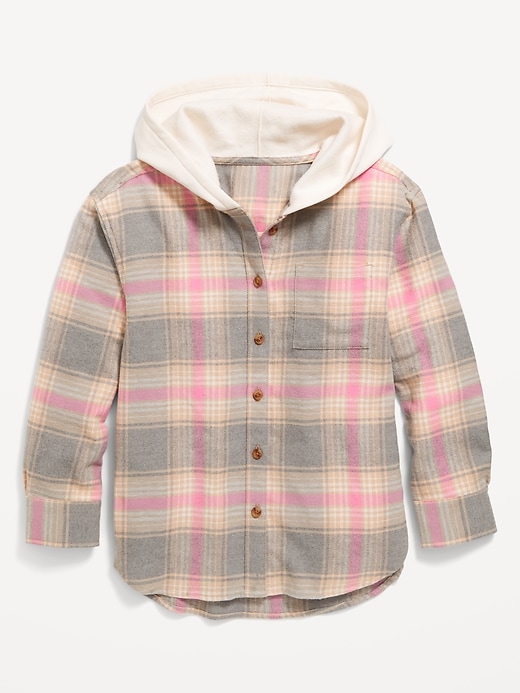 View large product image 2 of 3. Long-Sleeve Hooded Flannel Shirt for Girls