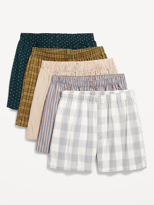 View large product image 1 of 1. 5-Pack Poplin Boxer Shorts