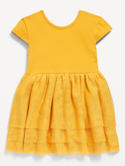 Short-Sleeve Fit and Flare Graphic Tutu Dress for Toddler Girls - Yellow
