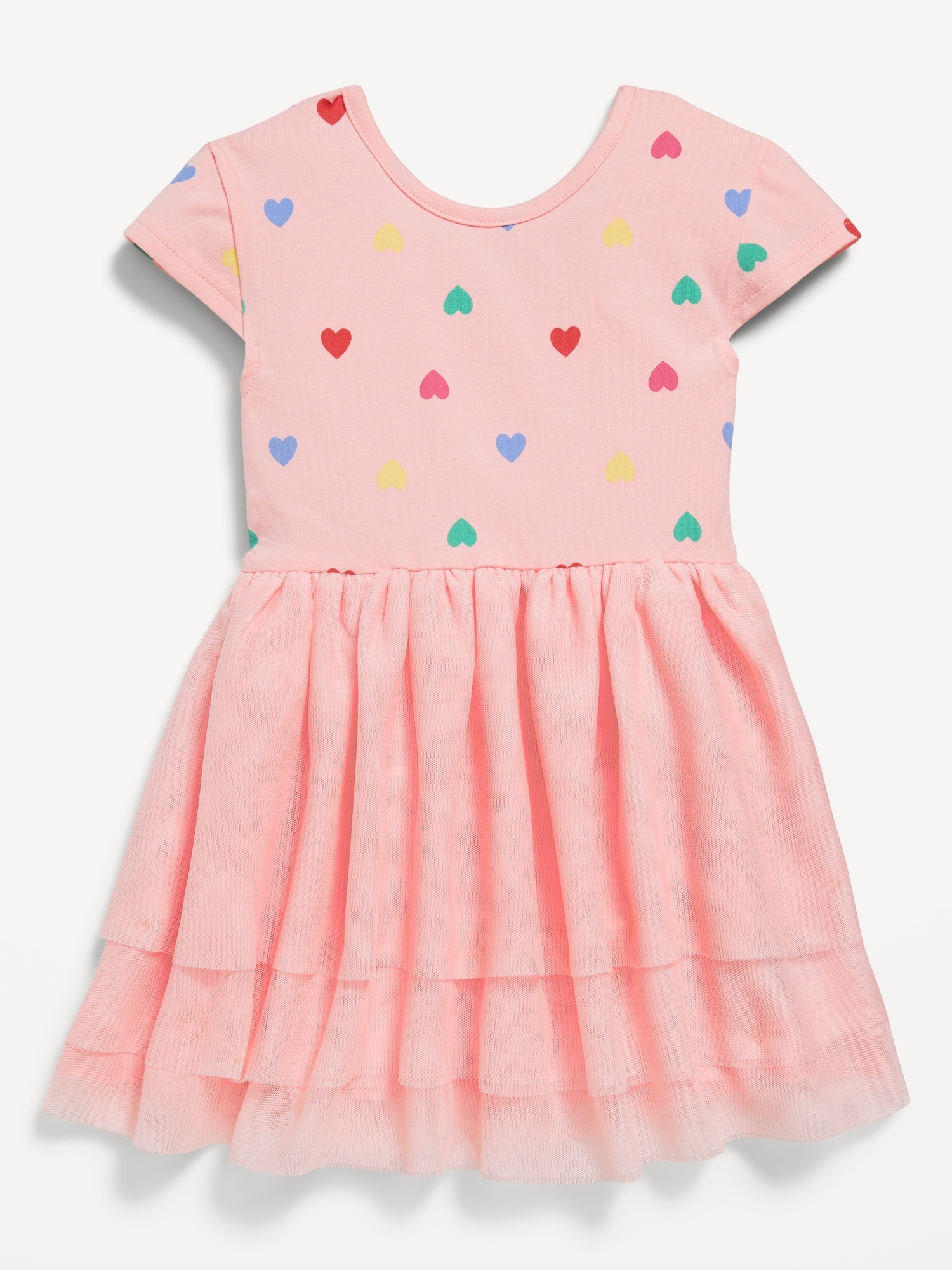 Short-Sleeve Fit and Flare Graphic Tutu Dress for Toddler Girls