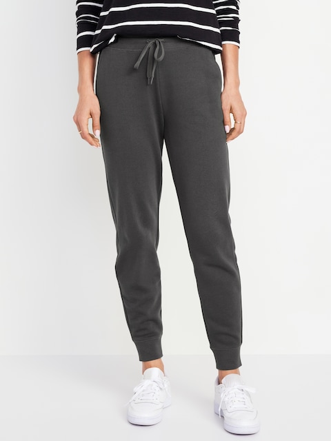 Pantalon de jogging vintage en molleton à taille mi-basse pour Femme - Noir