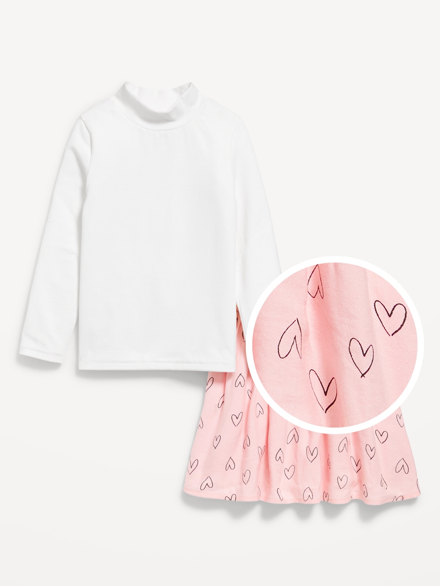 Mock-Neck Top and Skirt Set for Toddler Girls