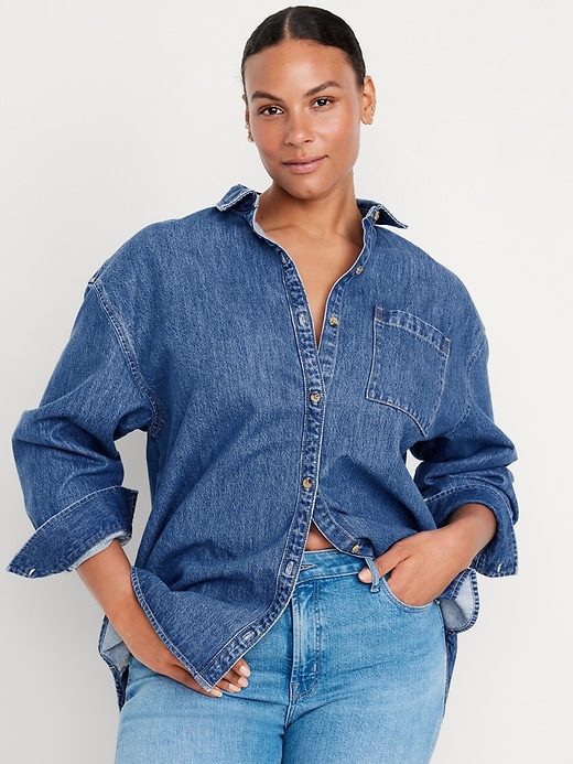 Image number 5 showing, Boyfriend Button-Down Jean Tunic