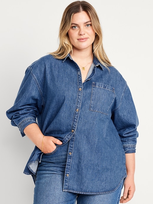 Image number 7 showing, Boyfriend Button-Down Jean Tunic