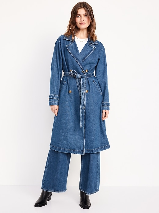 L'image numéro 1 présente Trench à ceinture en denim