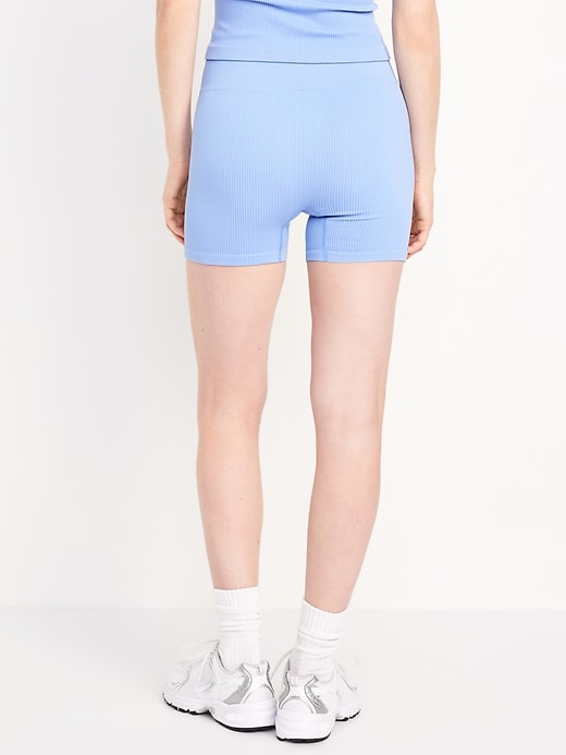 Image number 7 showing, Extra High-Waisted Seamless Ribbed Biker Shorts -- 4-inch inseam