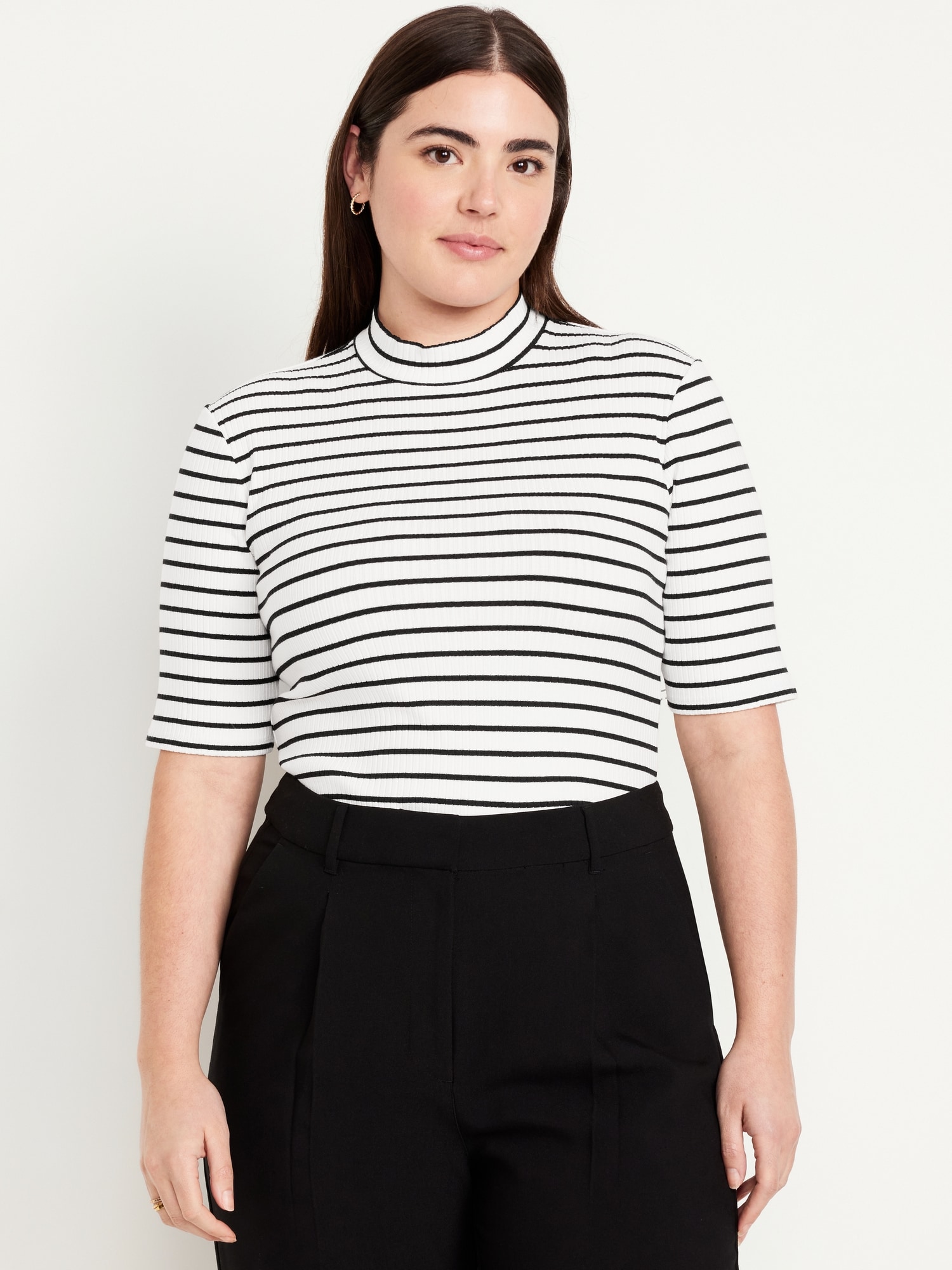 Ribbed Mock-Neck Top