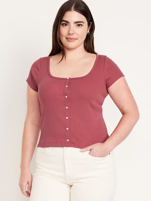 Image number 5 showing, Rib-Knit Button-Down Top