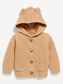 Image number 1 showing, SoSoft Critter Ear Button-Front Sweater for Baby