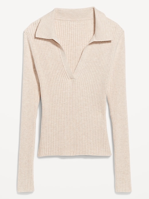 Image number 8 showing, Ribbed Crop Polo Sweater