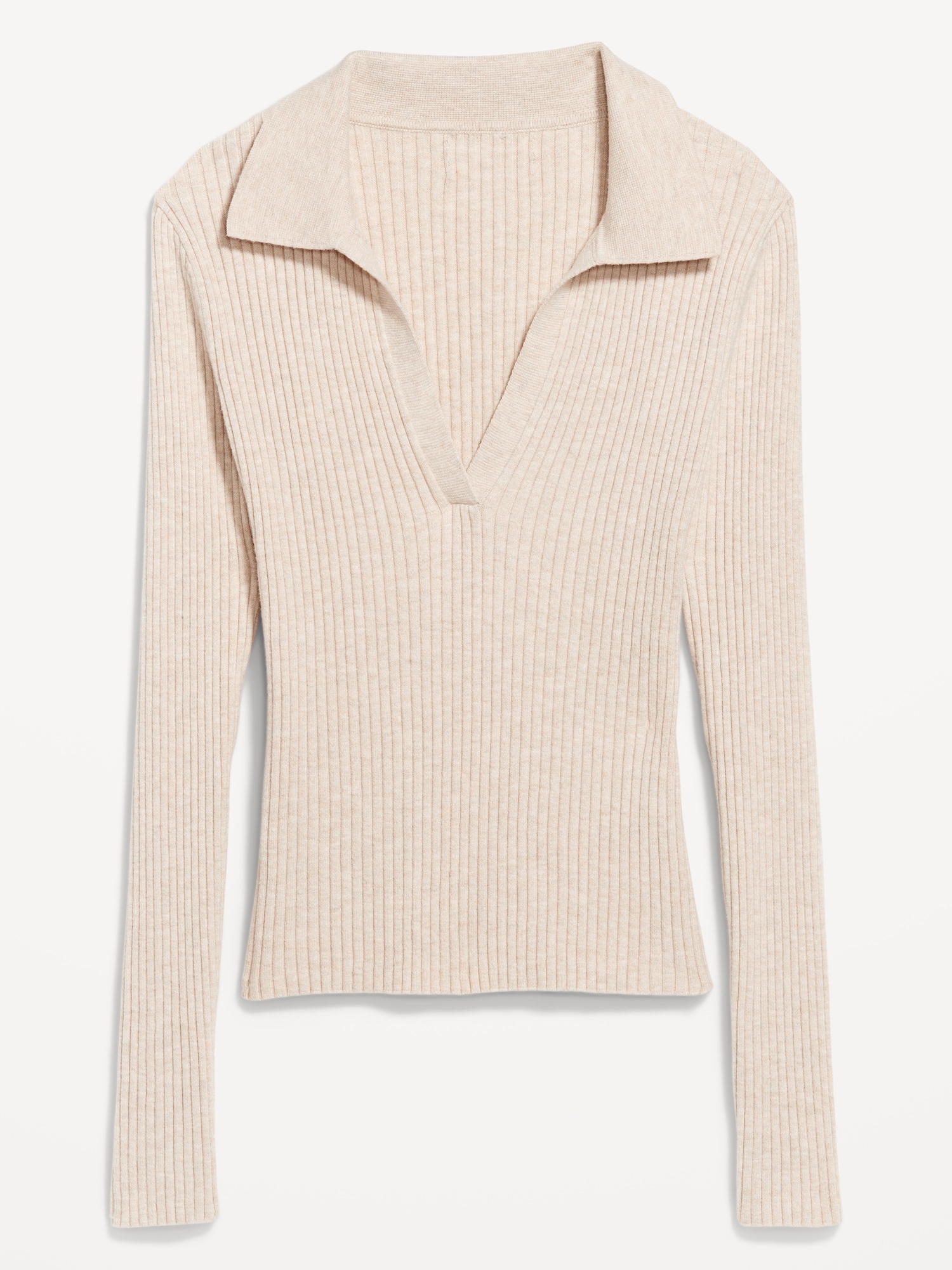 Ribbed Crop Polo Sweater