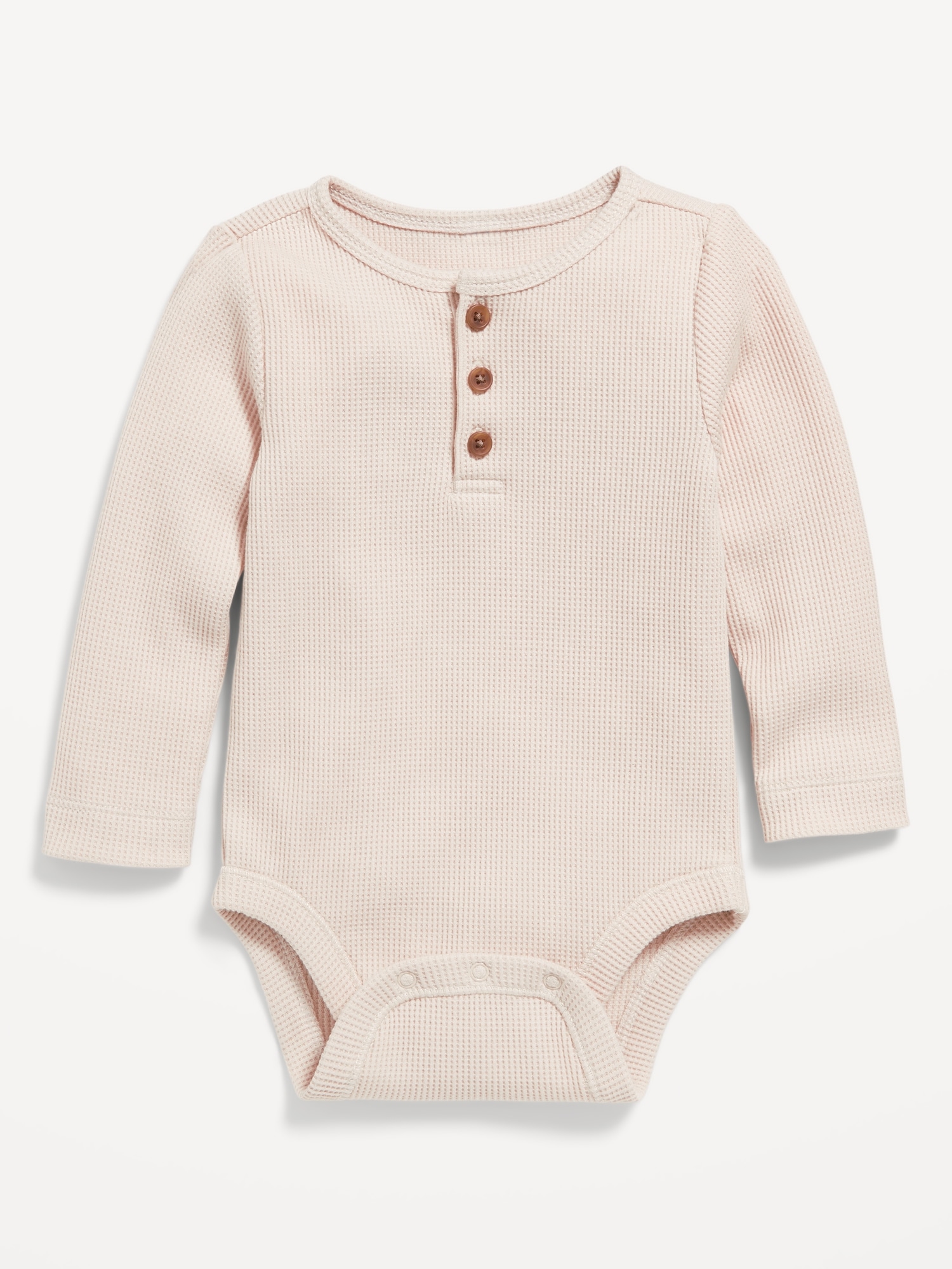 Long-Sleeve Thermal-Knit Henley Bodysuit for Baby