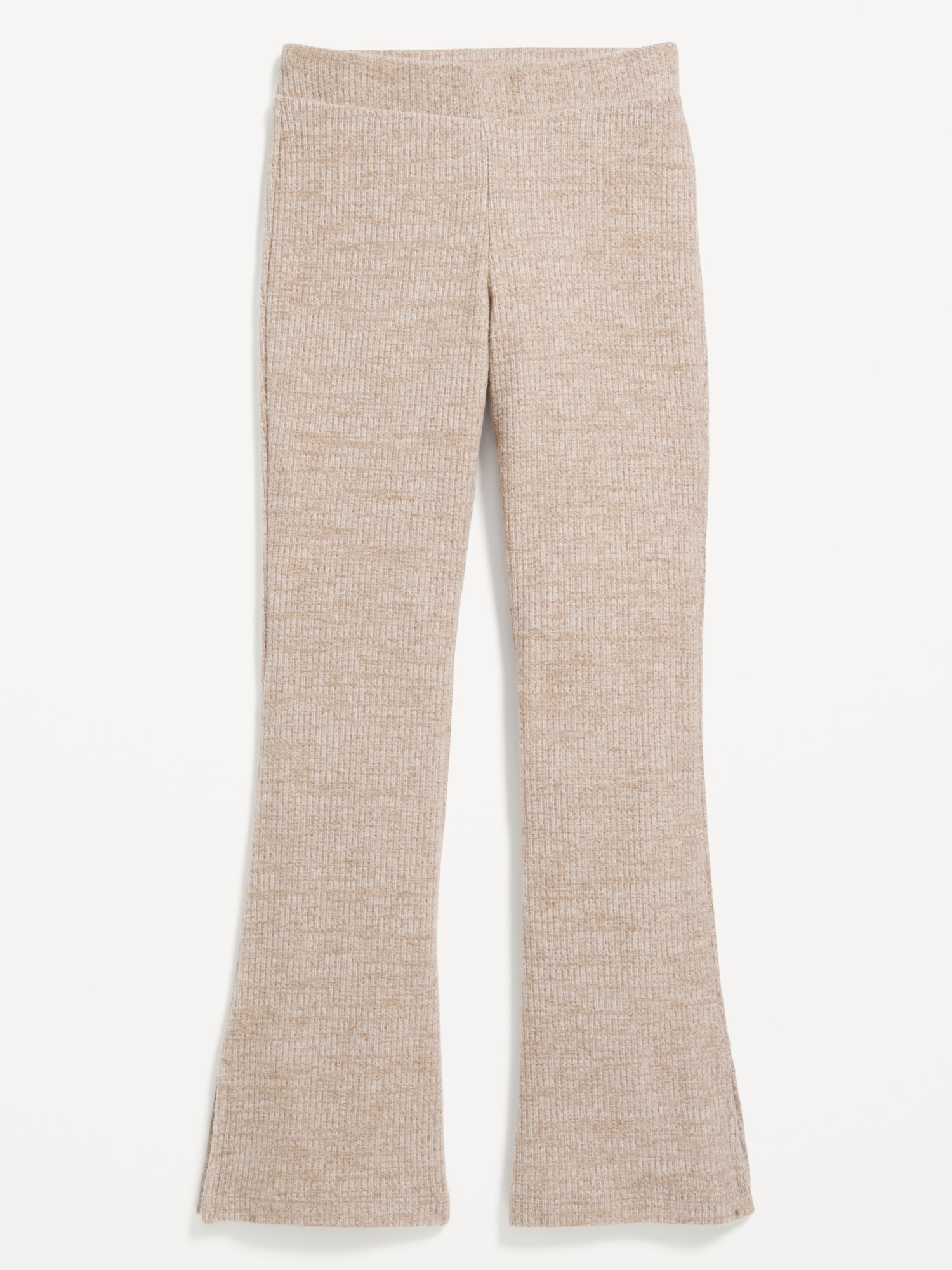 Plush High-Waisted Ribbed Flare Pants for Girls