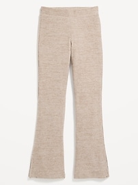 Voir une image plus grande du produit 4 de 5. Pantalon évasé à taille haute en tricot côtelé duveteux pour fille