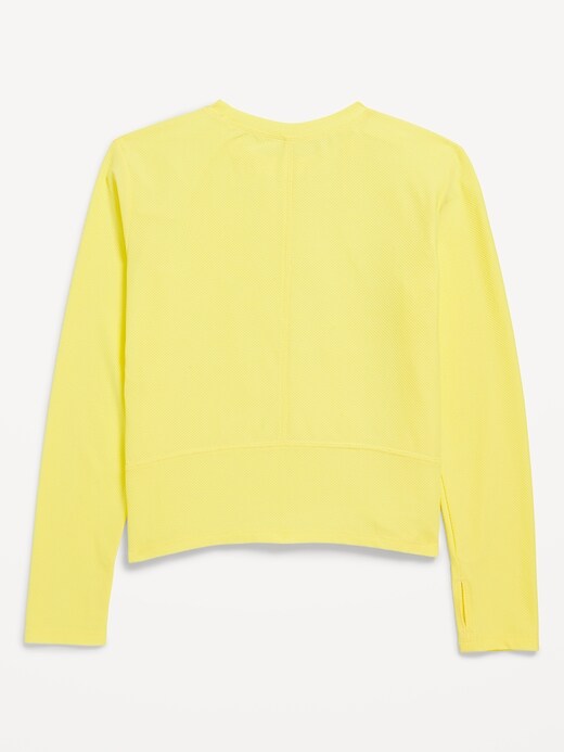 Image number 4 showing, Long-Sleeve Curved-Hem Performance Top for Girls