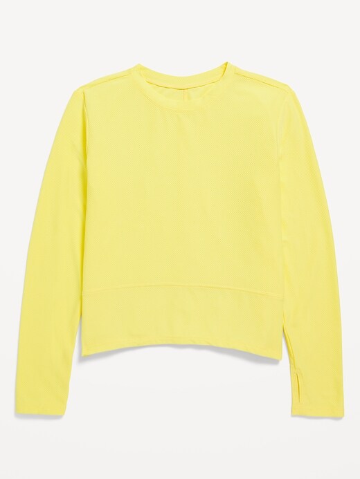 Image number 3 showing, Long-Sleeve Curved-Hem Performance Top for Girls