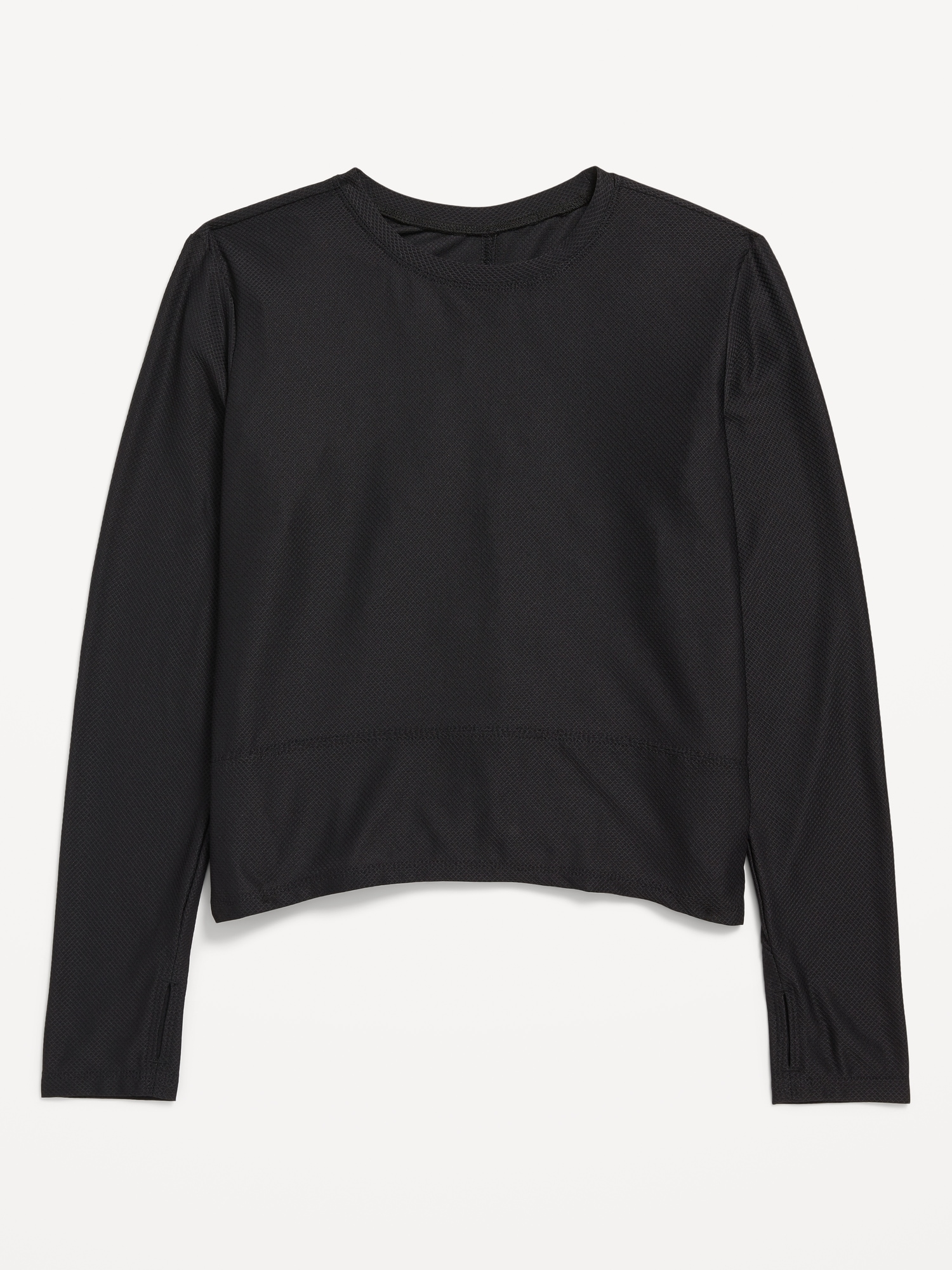 Long-Sleeve Curved-Hem Performance Top for Girls