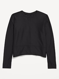 View large product image 3 of 4. Long-Sleeve Curved-Hem Performance Top for Girls