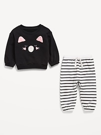 Voir une image plus grande du produit 3 de 3. Ensemble chandail ras du cou et pantalon de jogging en coton ouaté à motif animalier pour bébé