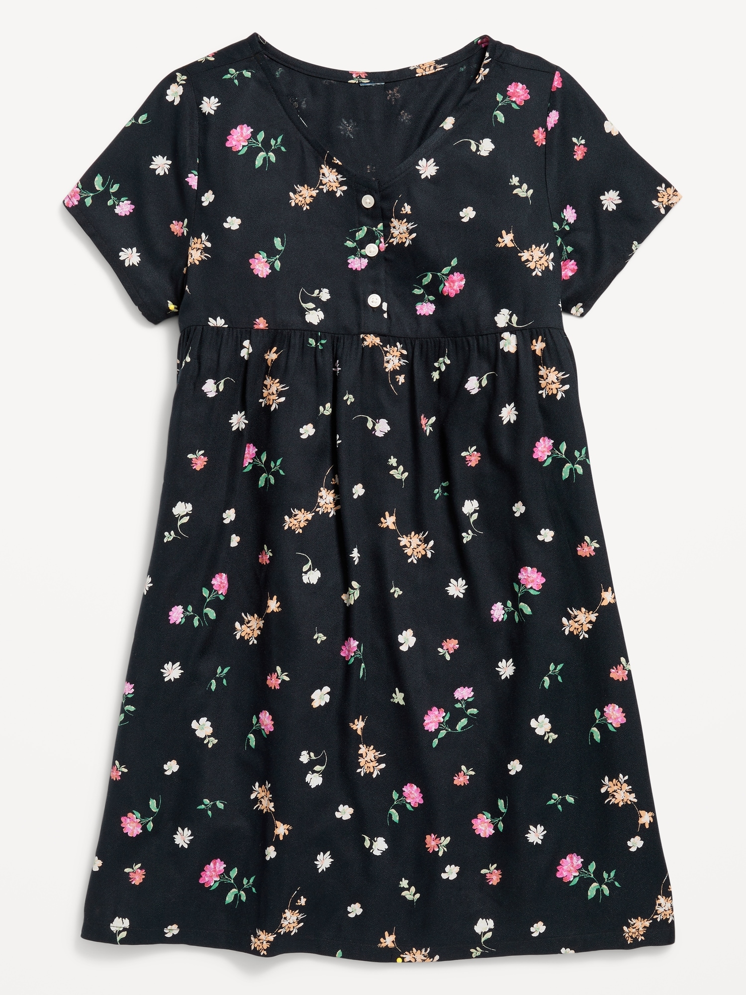 Loose Short-Sleeve Crepe Dress for Girls