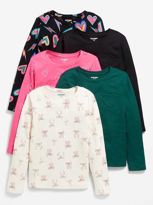 View large product image 1 of 1. Long-Sleeve Softest T-Shirt Variety 5-Pack for Girls