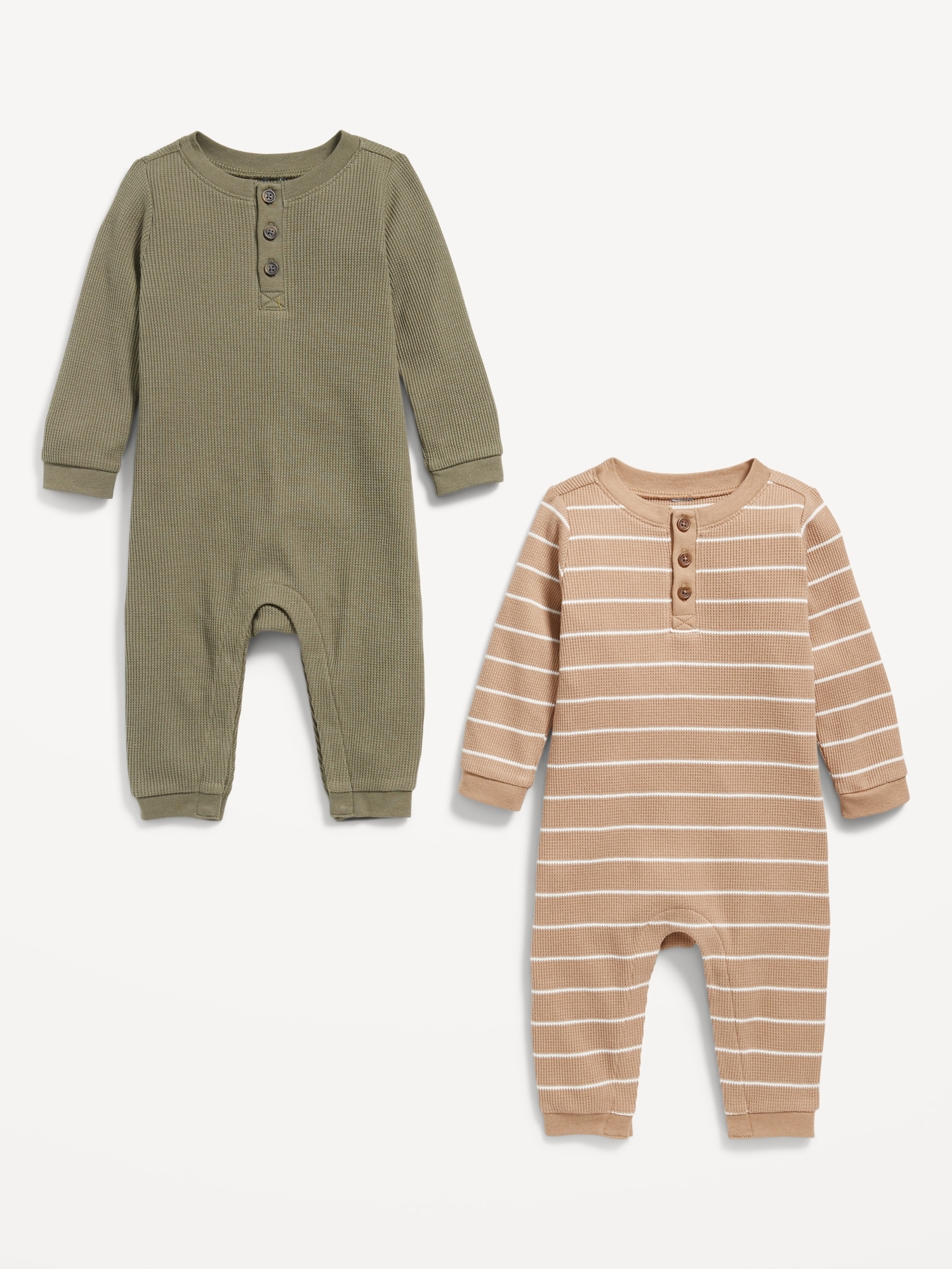 Long-Sleeve Thermal-Knit Henley One-Piece 2-Pack for Baby