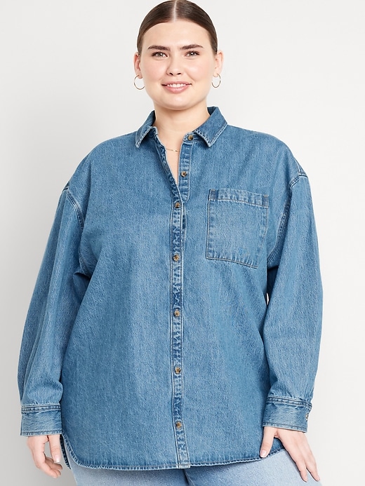 Image number 7 showing, Boyfriend Button-Down Jean Tunic