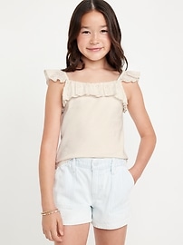 Image number 1 showing, Fitted Ruffle-Trim Tank Top for Girls