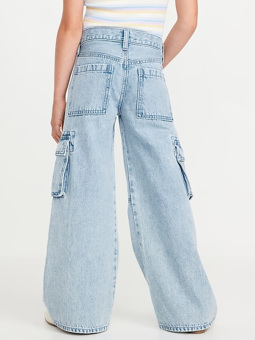 View large product image 2 of 5. High-Waisted Super Baggy Wide-Leg Cargo Jeans for Girls