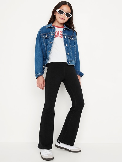 Image number 3 showing, High-Waisted PowerChill Side-Ruched Flared Leggings for Girls