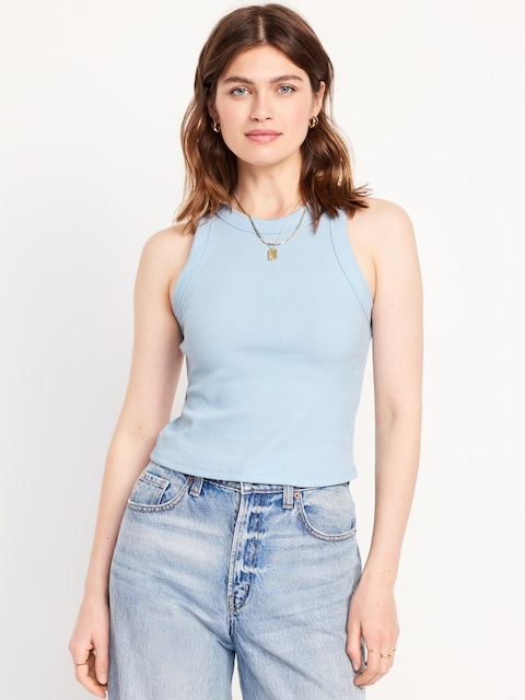 Camisole courte moulante - Bleu