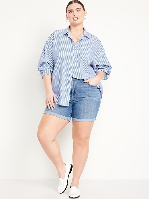 Image number 7 showing, High-Waisted Wow Jean Shorts -- 5-inch inseam