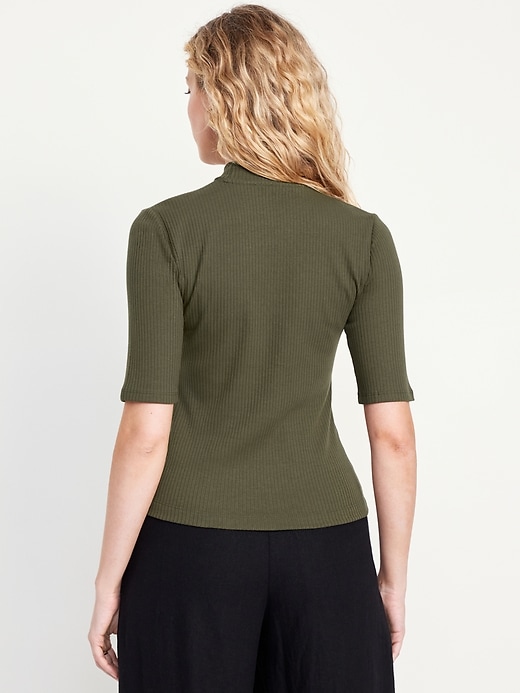 Image number 2 showing, Ribbed Mock-Neck Top