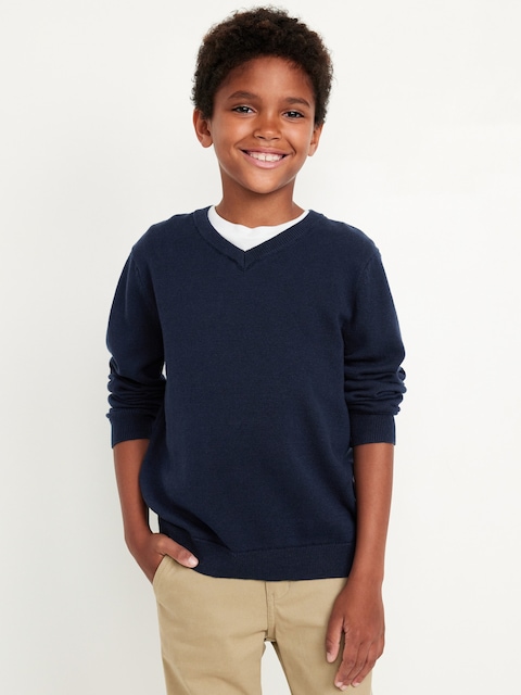 School Uniform Solid V-Neck Sweater for Boys - Blue