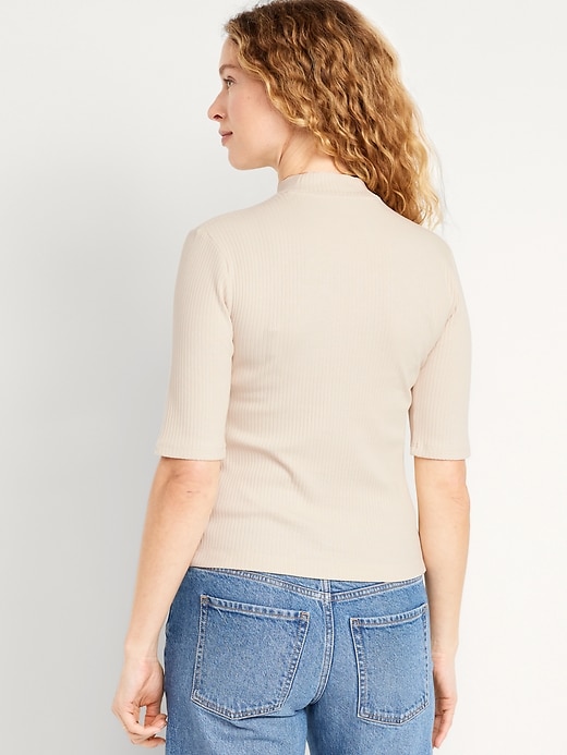 Image number 2 showing, Ribbed Mock-Neck Top