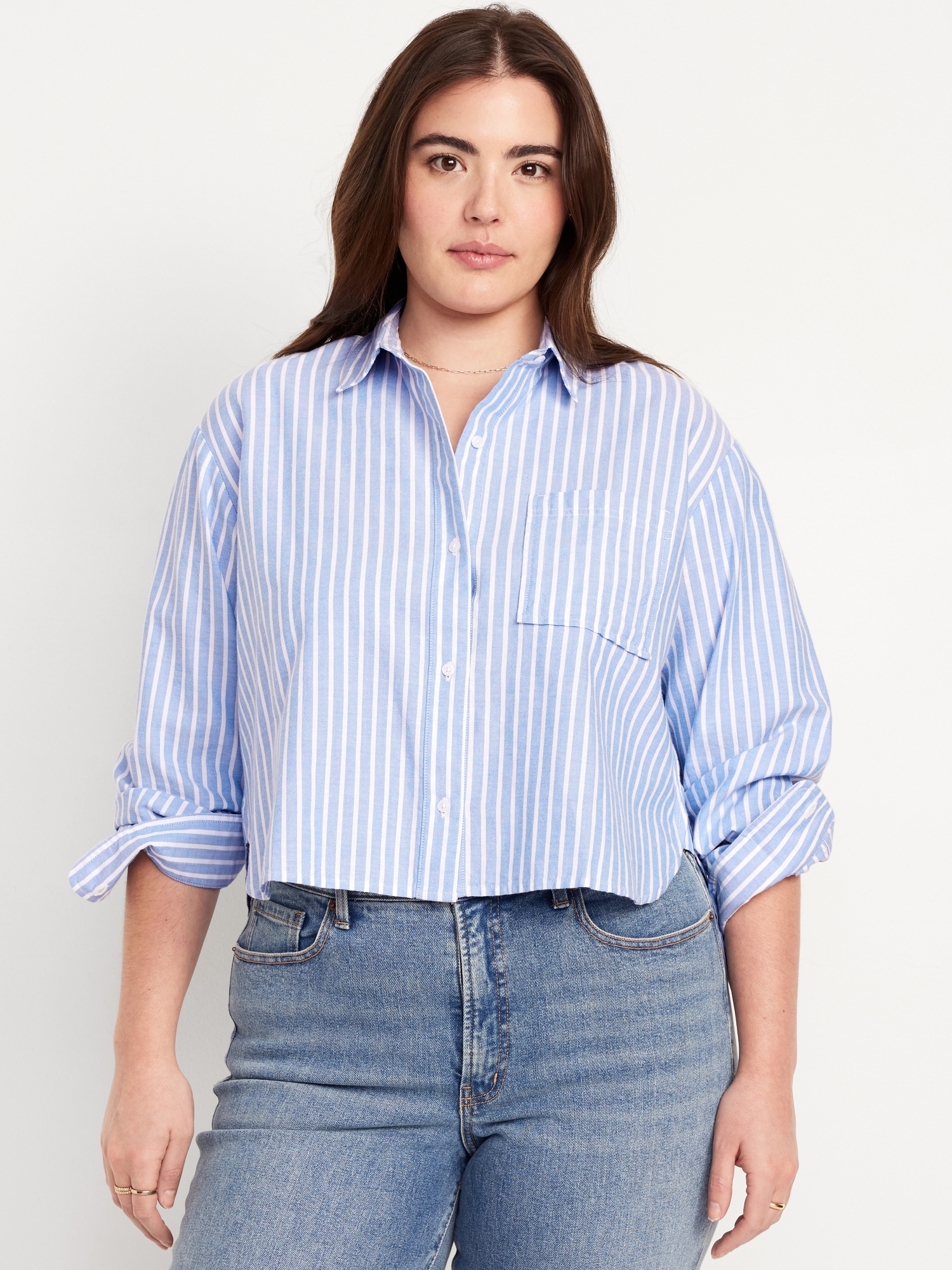 Button-Down Crop Shirt