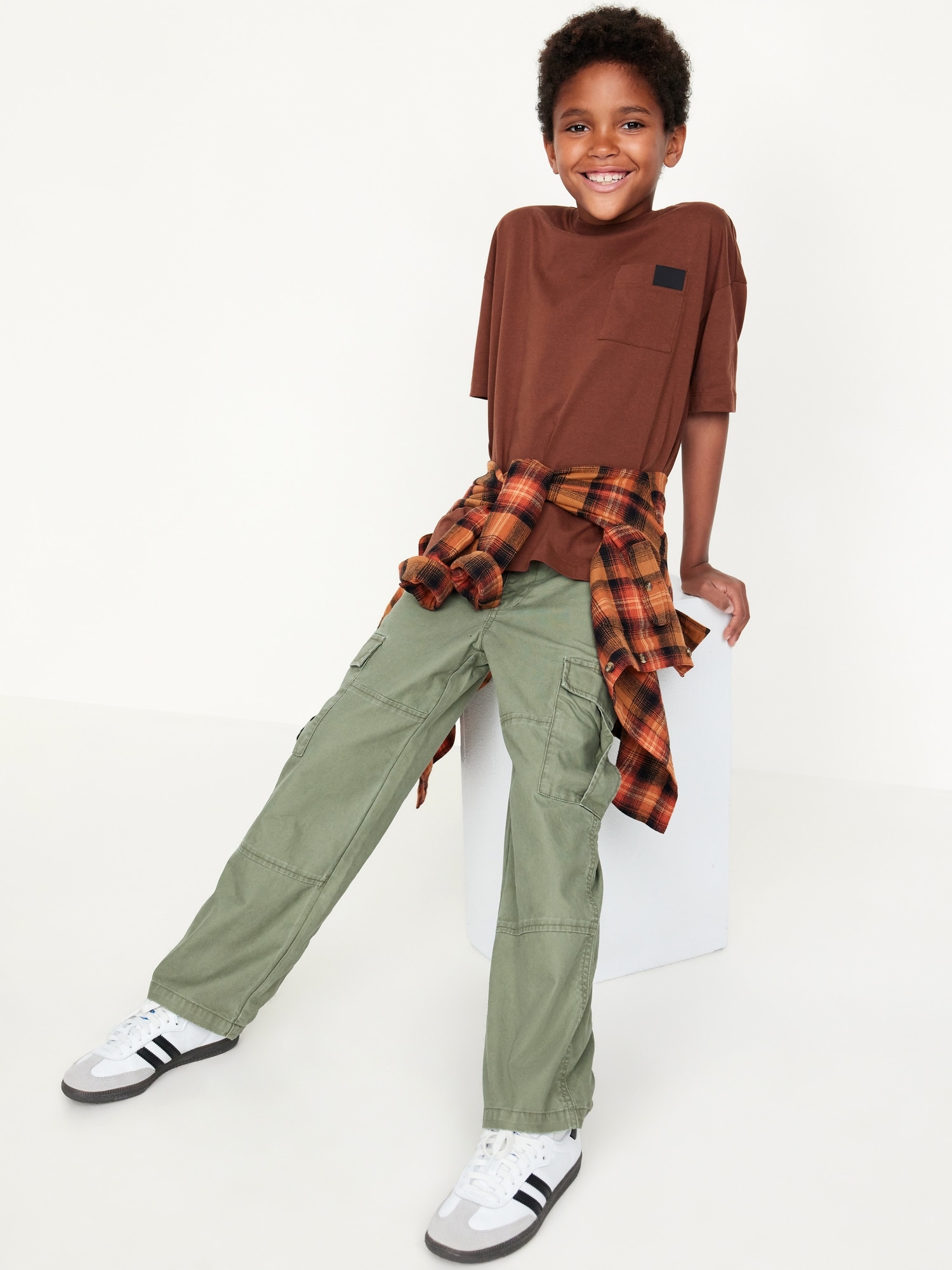 Baggy Non-Stretch Cargo Pants for Boys