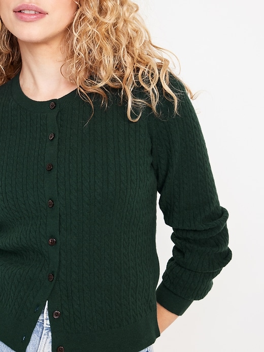 Image number 5 showing, SoSoft Cable Crop Cardigan Sweater