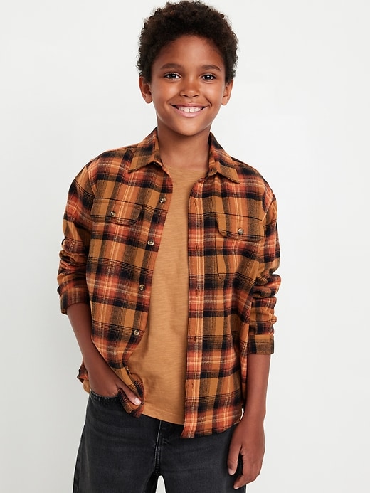 View large product image 1 of 3. Soft-Brushed Flannel Pocket Shirt for Boys