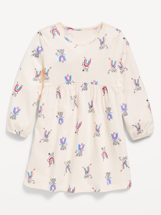 Voir une image plus grande du produit 1 de 1. Robe à manches longues en jersey imprimé pour toute-petite fille