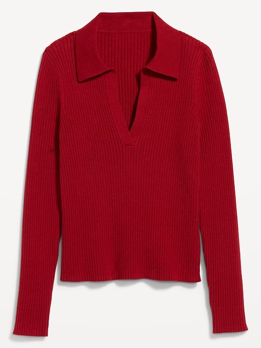 Image number 4 showing, Ribbed Crop Polo Sweater