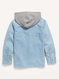 View large product image 3 of 3. Long-Sleeve Hooded Utility Jean Shirt for Boys